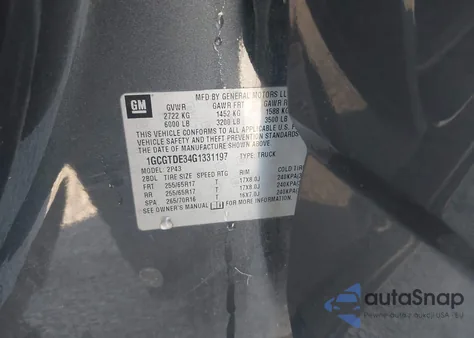 2016 Chevrolet Colorado Z71 z USA, uszkodzony, nr VIN 1GCGTDE34G1331197